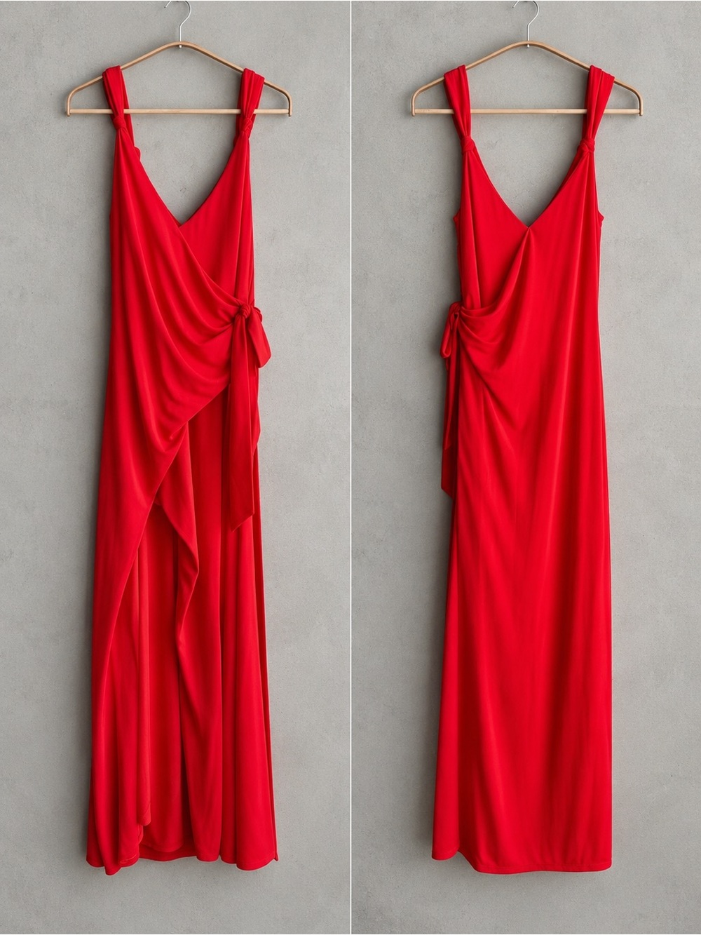 CINQ À SEPT Delia Red Draped Tie Midi Dress Size 8 - Picture 2 of 11